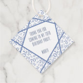 70 Vielen Dank Wonky Linien Nummer Muster Blau/Wei Geschenkanhänger (Rückseite)