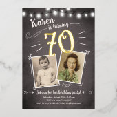 70. Vintag Retro-Foto siebzigste Überraschung Gebu Folieneinladung (Vorderseite)