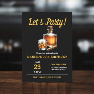 70. Whiskey Cigar Bourbon Geburtstagsparty Einladung