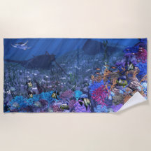 70"x35" Badetuch mit "Watery Erholung"-Image