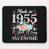 70 Year Old Made In 1955 Floral 70th Birthday Wome Mousepad (Vorne)