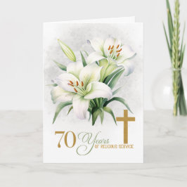 70 Years of Religious Service Cross and Lilies Karte