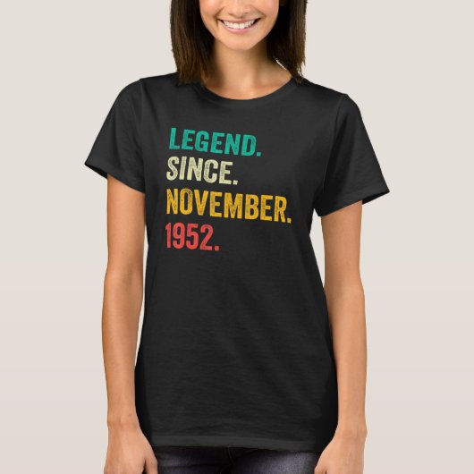 70 Years Old Legend Since November 1952 70th Birt T-Shirt (Vorderseite)