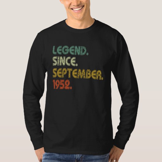 70 Years Old  Legend Since September 1952 70th Bir T-Shirt (Vorderseite)