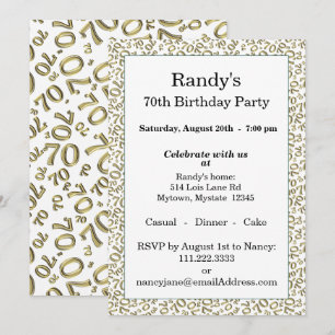 70 Zufallsnummer Muster Gold/Weiß 70. Einladung