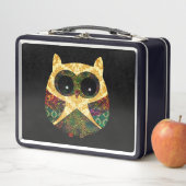 70er 60er Boho Hippy Chic Owl School Metall Brotdose (Beispiel)