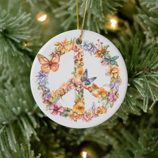 70er 60er Friedenszeichen Bunt Keramik Ornament (Baum)