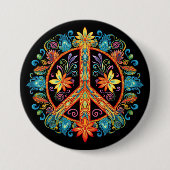 70er 60er Friedenszeichen farbig Button (Vorderseite)