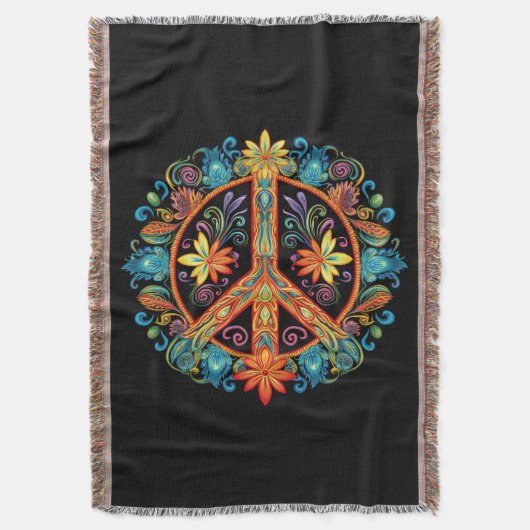 70er 60er Friedenszeichen farbig Decke (Vorderseite Vertikal)