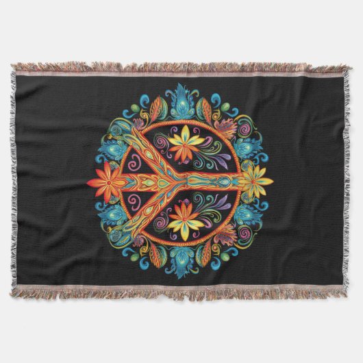 70er 60er Friedenszeichen farbig Decke (Vorderseite)