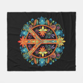 70er 60er Friedenszeichen farbig Fleecedecke (Vorderseite (Horizontal))