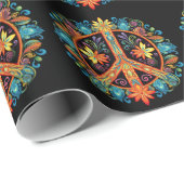 70er 60er Friedenszeichen farbig Geschenkpapier (Rolleneckpunkt)