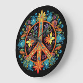 70er 60er Friedenszeichen farbig Große Wanduhr (Winkel)