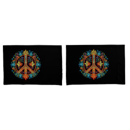 70er 60er Friedenszeichen farbig Kissenbezug