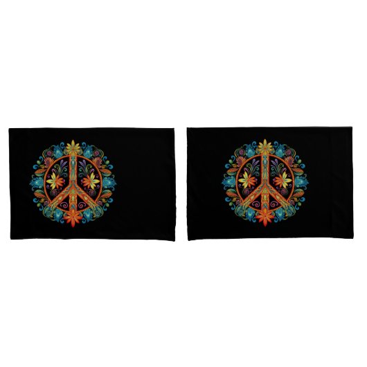 70er 60er Friedenszeichen farbig Kissenbezug (Vorderseite-Set)