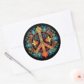 70er 60er Friedenszeichen farbig Runder Aufkleber (Umschlag)