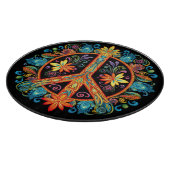 70er 60er Friedenszeichen farbig Schneidebrett (Ecke)