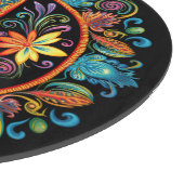 70er 60er Friedenszeichen farbig Schneidebrett (Ecke)