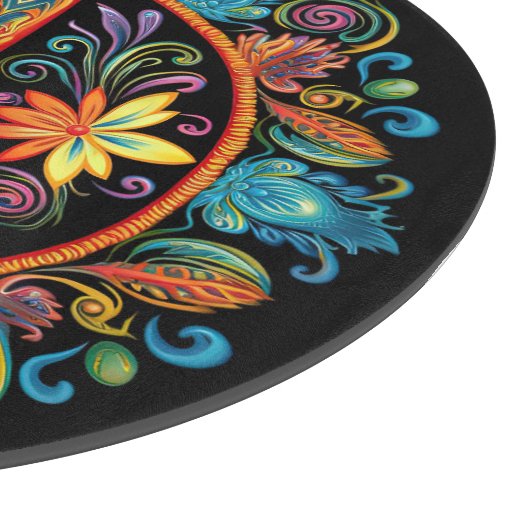 70er 60er Friedenszeichen farbig Schneidebrett (Ecke)