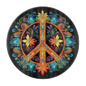 70er 60er Friedenszeichen farbig Schneidebrett (Vorderseite)