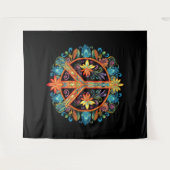 70er 60er Friedenszeichen farbig Wandteppich (Vorderseite (Horizontal))