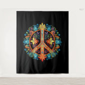 70er 60er Friedenszeichen farbig Wandteppich (Vorderseite)