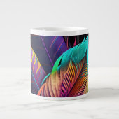 70er 60er Psychedelische Federn  Jumbo-Tasse (Vorderseite)