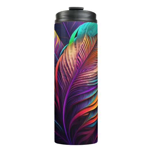 70er 60er Psychedelische Federn Thermosbecher (Vorderseite)