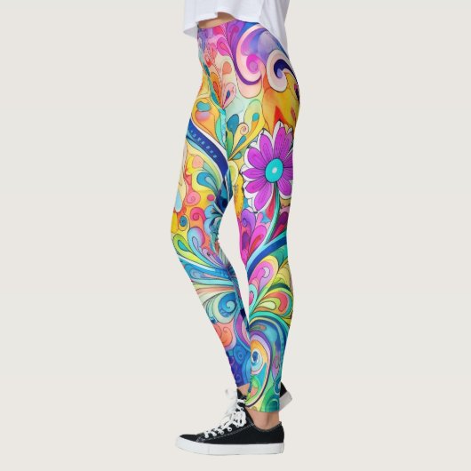 70er 60er Psychedelischer Hippie Retro Hip Leggings (Links)