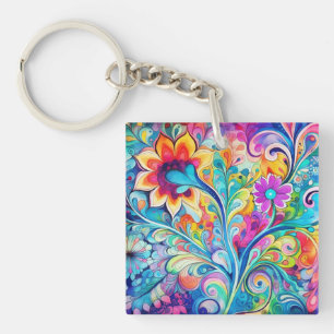 70er 60er Psychedelischer Hippie Retro Hip Schlüsselanhänger
