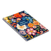 70er 60er Retro Floral Monogram Blue und Orange Notizblock (Rechte Seite)