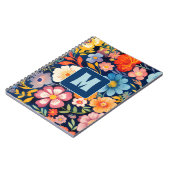 70er 60er Retro Floral Monogram Blue und Orange Notizblock (Linke Seite)