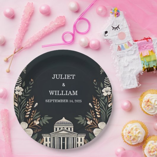 70er 80er Fast Bold Boho Courthouse Wedding Pappteller (Party)