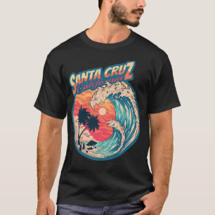 70er 80er in Kalifornien Stadt Santa Cruz Surfbret T-Shirt