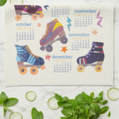 70er 80er Nostalgia Collage Roller Skate Calendar Geschirrtuch (Gefaltet)