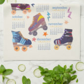 70er 80er Nostalgia Collage Roller Skate Kalender  Geschirrtuch (Gefaltet)