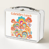 70er 80er Retro farbenfroh Metall Brotdose (Vorderseite)