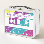 70er 80er Retro Kassettenband farbig Metall Brotdose (Vorderseite)