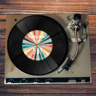 70er 80er Retro Vintage Vinyl Schallplatten Musik Einladung