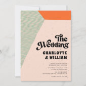 70er Abstrakt Retro Hochzeit in leuchtenden Farben Einladung (Vorderseite)