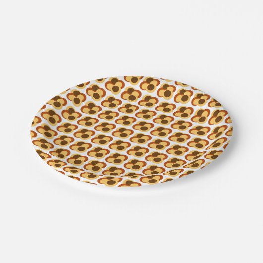 70er Abstrakte geometrische Rundformen Pappteller (Schrägansicht)