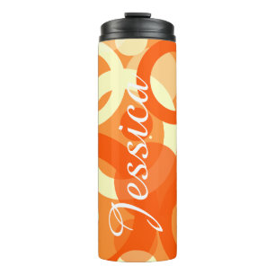 70er Ästhetik Orange Swirl Thermosbecher