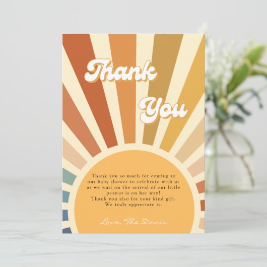 70er Baby Dusche Boho Dusche, Bohemisch Sonnensche Einladung (Stehend Vorderseite)