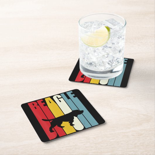 70er Beagle Dog Clos Beagle Mama Vater Rechteckiger Pappuntersetzer (Vor Ort)