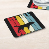 70er Beagle Dog Clos Beagle Mama Vater Rechteckiger Pappuntersetzer (angewinkelt)