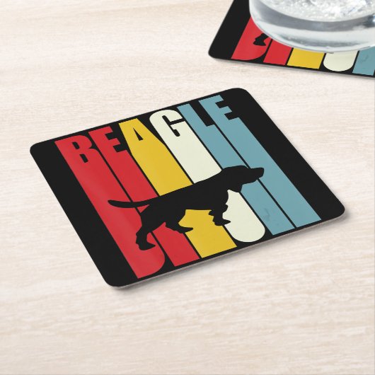 70er Beagle Dog Clos Beagle Mama Vater Rechteckiger Pappuntersetzer (angewinkelt)