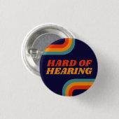 70er Blaue Orange Retro Linien Schwerhörig Button (Vorne & Hinten)