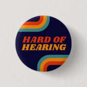 70er Blaue Orange Retro Linien Schwerhörig Button (Vorderseite)
