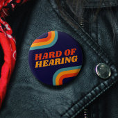 70er Blue Orange Retro Lines hartes Gehör Button