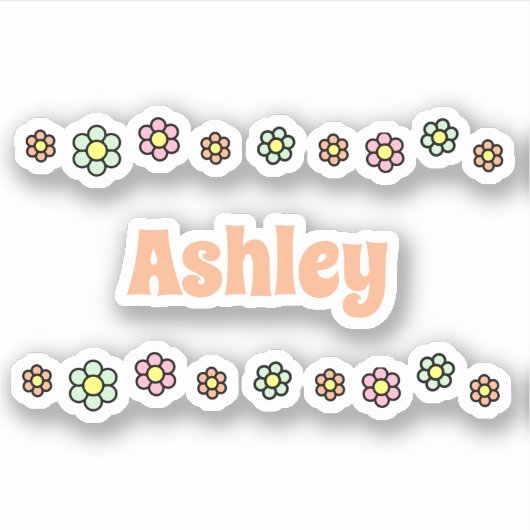 70er Blume Niedliche Blume Zeile Personalisiert Na Aufkleber (Vorderseite)